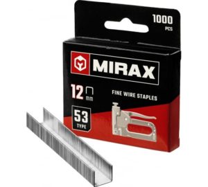 Скобы для степлера MIRAX тип 53 (A/10/JT21) 12 мм, 1000 шт, калибр 23GA (3153-12)