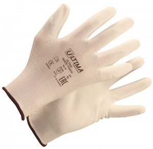 ULTIMA 620 Перчатки WHITE TOUCH  нейлоновые с полиуретановым покрытием, белые (кор 240 пар/уп12 ) (9/L)