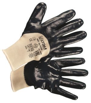 ULTIMA 410S PREMIUM Перчатки с нитрил покрытием, манжета, бесшовные, полуобливн (к144 пары/уп12 пар) (9/L)