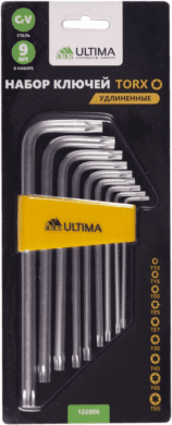 Набор ключей TORX Ultima, 9 шт в наборе, CrV, T10-T50, удлиненные (1уп-6комп,1кор-36комп)