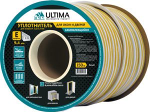 Ultima E 150, 9x4 мм уплотнитель самоклеящийся, Белый, (1уп-6шт)