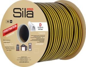 Sila pro D50, 21х15 мм уплотнитель самоклеящийся, черный (1к-2шт), Польша