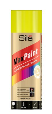 Sila HOME Max Paint, эмаль аэрозольная, универс., ЖЕЛТЫЙ глянец RAL1018, 520мл