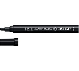 Маркер-краска ЗУБР МК-200, 1-2 мм, круглый, черный, Профессионал (06326-2)