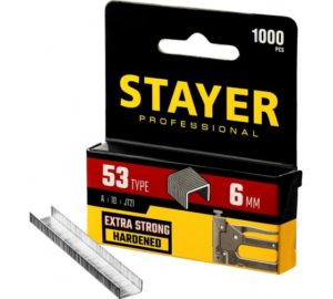 Скобы для степлера STAYER Professional тип 53 (A/10/JT21), 6 мм, 1000 шт, калибр 23GA, (3159-06)