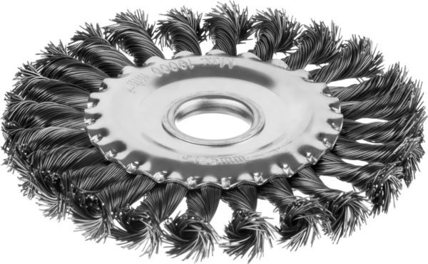 Щетка дисковая для УШМ MIRAX 125 мм, жгутированная стальная проволока 0.5 мм (35140-125)