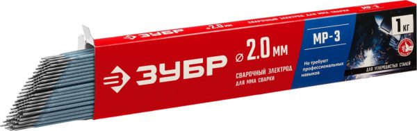 Электрод сварочный ЗУБР Д 2.0 х 300 мм, 1 кг в коробке, МР-3 рутиловый (40011-2.0)