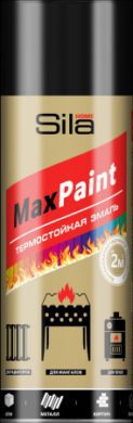 Sila HOME Max Paint, эмаль аэрозольная, ТЕРМОСТОЙКАЯ., ЧЁРНЫЙ RAL9005, 520мл