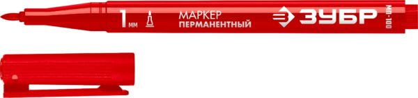 Перманентный маркер ЗУБР МП-100, 1 мм, заостренный, красный, Профессионал (06320-3)