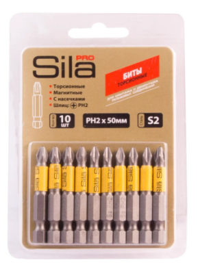 Биты Sila Pro, ph2х50мм, S2, намагнич, торсионые,блистер 10 шт (упак - 25 бл, кор - 8 уп)